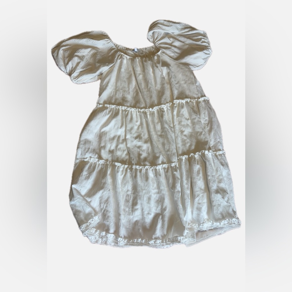 White Tiered Puff Sleeve Dress *See Description*